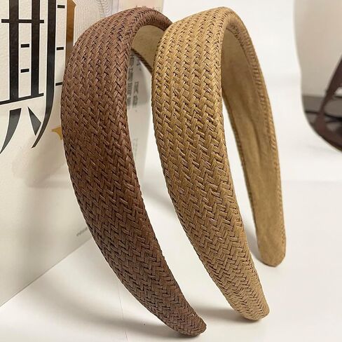 Springtime Set of 4 Fashion Solid Headbands for Women Girls 1.2inch Wide Braided Headband Fabric Hairbands with Tooth Non Slip Hairhoop Accesorries in Kuwait