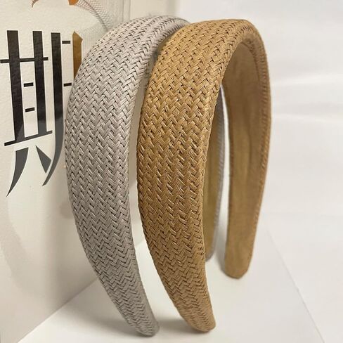 Springtime Set of 4 Fashion Solid Headbands for Women Girls 1.2inch Wide Braided Headband Fabric Hairbands with Tooth Non Slip Hairhoop Accesorries in Kuwait