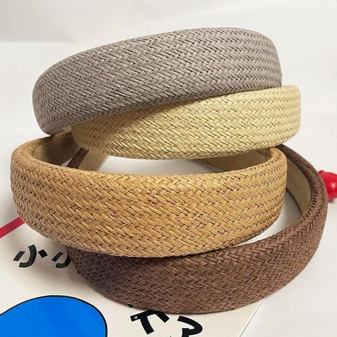 Springtime Set of 4 Fashion Solid Headbands for Women Girls 1.2inch Wide Braided Headband Fabric Hairbands with Tooth Non Slip Hairhoop Accesorries in Kuwait