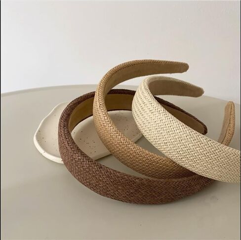 Springtime Set of 4 Fashion Solid Headbands for Women Girls 1.2inch Wide Braided Headband Fabric Hairbands with Tooth Non Slip Hairhoop Accesorries in Kuwait