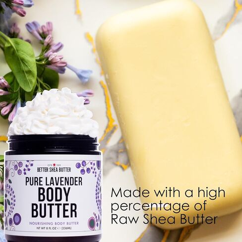 Deep Moisture LAVENDER Body Butter for Dry Skin Relief | with Raw Shea Butter | Body Cream for Women | No Artificial Fragrances | 8 oz in Saudi Arabia