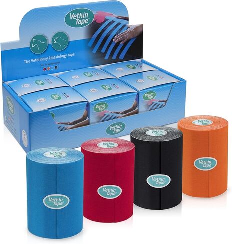 VetkinTape® Veterinary Kinesiology Tape Black | Kinesiology Tape for Horses & Dogs | Equine & Canine Kinesiotape | Latex Free and TÜV Quality Mark Certified Ktape | 4 inch | Pack of 1 Roll in Saudi Arabia