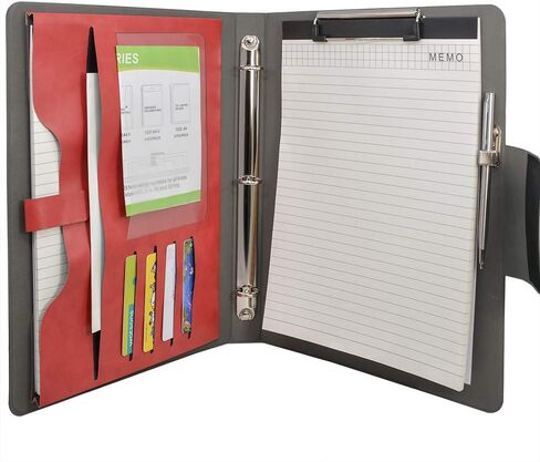 3 Ring Binder Padfolio File Folder, Business and Interview Portfolio with 3-Ring Binder, Clipboard (Gray) in Kuwait