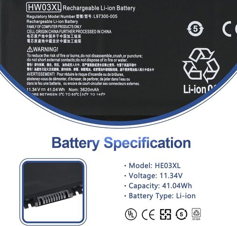 بطارية الكمبيوتر المحمول HT03XL L11119-855 لجهاز HP Pavilion 14-CE 14-CF 14-DF 15-CS 15-DA 15-DB 15-DW 17-CA 17-by Series 15-CS0053CL 15-DA0014DX 15-DW0033NR L11421-542 L11421 -2C2 HSTNN-UB7J HT03041XL HSTNN-DB8R in Saudi Arabia
