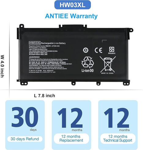 بطارية الكمبيوتر المحمول HT03XL L11119-855 لجهاز HP Pavilion 14-CE 14-CF 14-DF 15-CS 15-DA 15-DB 15-DW 17-CA 17-by Series 15-CS0053CL 15-DA0014DX 15-DW0033NR L11421-542 L11421 -2C2 HSTNN-UB7J HT03041XL HSTNN-DB8R in Saudi Arabia