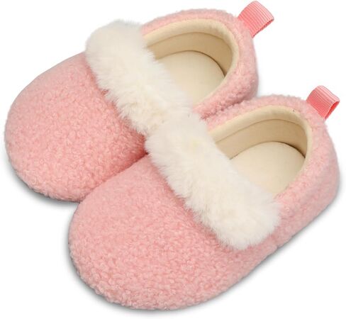 L-RUN Toddler Slippers for Girls Boys Warm House Shoes for Kids Baby Sock Shoes Non-Slip Rubber Sole Winter Home Slippers for Indoor in Saudi Arabia