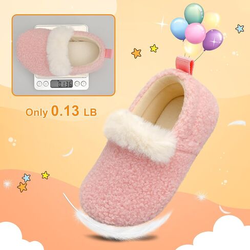 L-RUN Toddler Slippers for Girls Boys Warm House Shoes for Kids Baby Sock Shoes Non-Slip Rubber Sole Winter Home Slippers for Indoor in Saudi Arabia