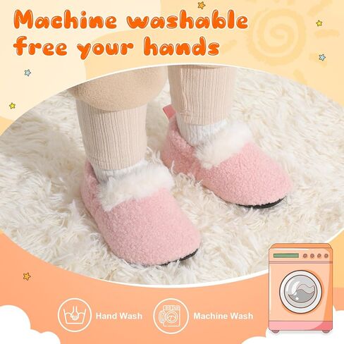 L-RUN Toddler Slippers for Girls Boys Warm House Shoes for Kids Baby Sock Shoes Non-Slip Rubber Sole Winter Home Slippers for Indoor in Saudi Arabia