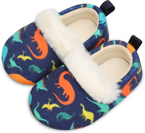 L-RUN Toddler Slippers for Girls Boys Warm House Shoes for Kids Baby Sock Shoes Non-Slip Rubber Sole Winter Home Slippers for Indoor in Saudi Arabia