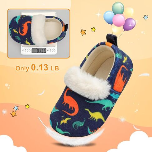 L-RUN Toddler Slippers for Girls Boys Warm House Shoes for Kids Baby Sock Shoes Non-Slip Rubber Sole Winter Home Slippers for Indoor in Saudi Arabia