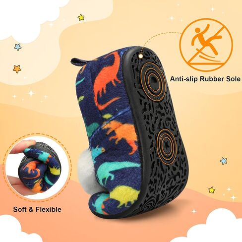 L-RUN Toddler Slippers for Girls Boys Warm House Shoes for Kids Baby Sock Shoes Non-Slip Rubber Sole Winter Home Slippers for Indoor in Saudi Arabia