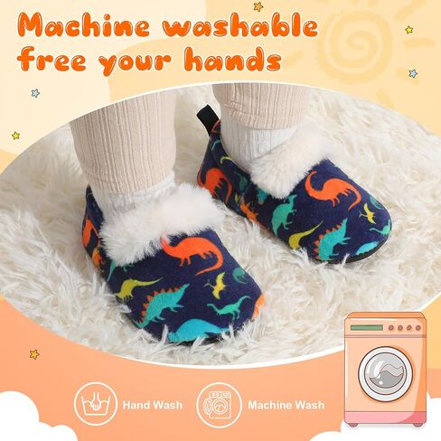 L-RUN Toddler Slippers for Girls Boys Warm House Shoes for Kids Baby Sock Shoes Non-Slip Rubber Sole Winter Home Slippers for Indoor in Saudi Arabia