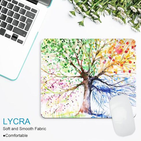 Square Mouse Pad with Coaster, Soft Cute Computer Mouse Mat with Non-Slip Rubber Base, Easy to Slide, Splash Resistant Surface, Personalized Design, Portable, Garden Flowers in Kuwait