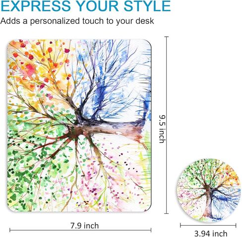 Square Mouse Pad with Coaster, Soft Cute Computer Mouse Mat with Non-Slip Rubber Base, Easy to Slide, Splash Resistant Surface, Personalized Design, Portable, Garden Flowers in Kuwait