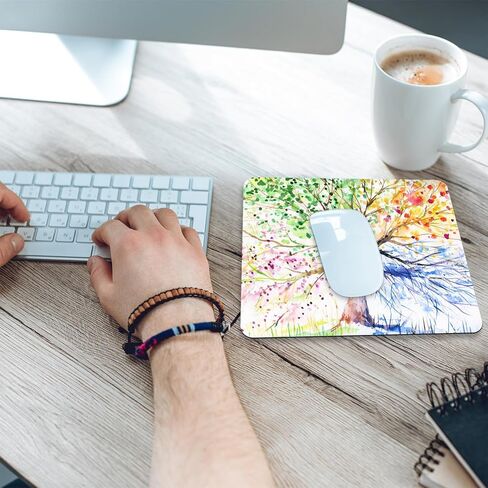 Square Mouse Pad with Coaster, Soft Cute Computer Mouse Mat with Non-Slip Rubber Base, Easy to Slide, Splash Resistant Surface, Personalized Design, Portable, Garden Flowers in Kuwait