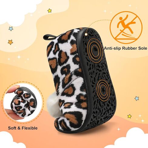 L-RUN Toddler Slippers for Girls Boys Warm House Shoes for Kids Baby Sock Shoes Non-Slip Rubber Sole Winter Home Slippers for Indoor in Kuwait