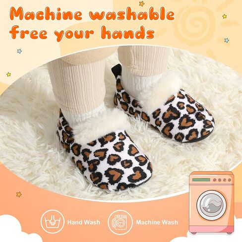 L-RUN Toddler Slippers for Girls Boys Warm House Shoes for Kids Baby Sock Shoes Non-Slip Rubber Sole Winter Home Slippers for Indoor in Kuwait