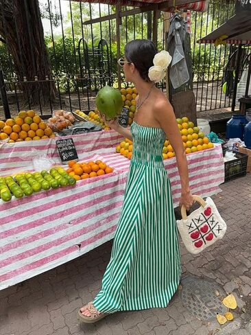 Sexy Bustier Maxi Dresses for Women – Elegant Casual Cotton Linen A-Line Strapless Dress for Vacation and Going Out in Saudi Arabia