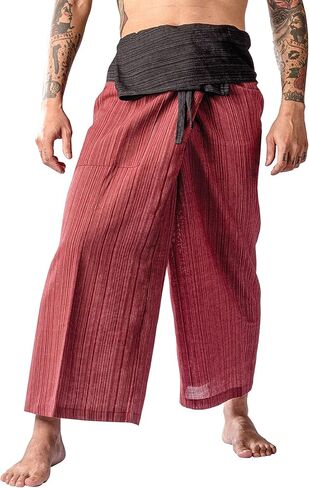 LannaPremium Thai Fisherman Pants for Men Women Yoga Pants Pirate Pants 2 Tone - Martial Arts Pants Blue Purple in Kuwait