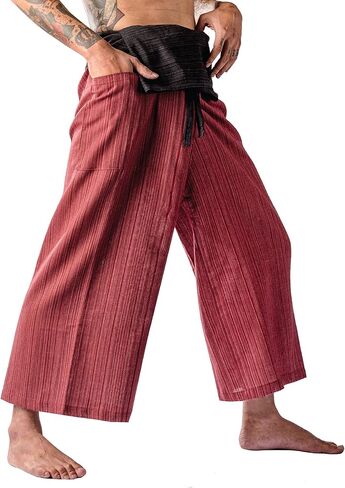 LannaPremium Thai Fisherman Pants for Men Women Yoga Pants Pirate Pants 2 Tone - Martial Arts Pants Blue Purple in Kuwait