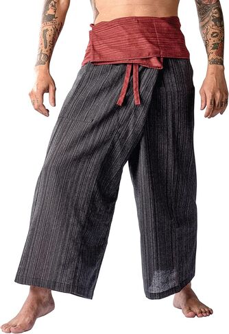 LannaPremium Thai Fisherman Pants for Men Women Yoga Pants Pirate Pants 2 Tone - Martial Arts Pants Blue Purple in Kuwait