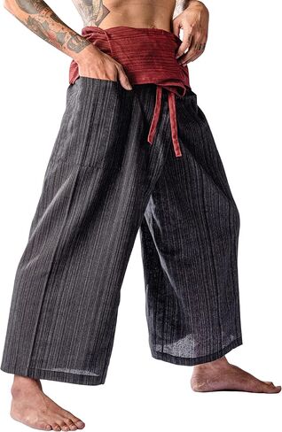 LannaPremium Thai Fisherman Pants for Men Women Yoga Pants Pirate Pants 2 Tone - Martial Arts Pants Blue Purple in Kuwait