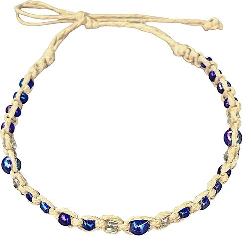 BlueRica Hemp Anklet Bracelet with Rasta Beads in Kuwait
