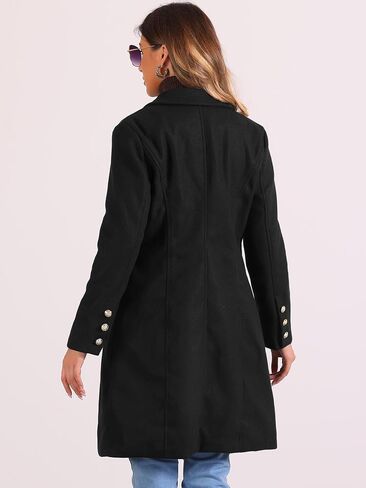 Allegra K Pea Coat for Women's Notched Lapel Double Breasted Mid Long Winter Coats in Saudi Arabia
