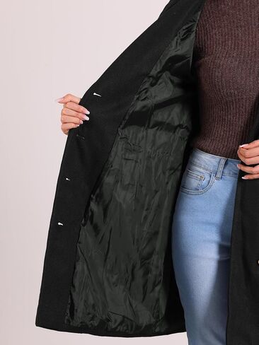 Allegra K Pea Coat for Women's Notched Lapel Double Breasted Mid Long Winter Coats in Saudi Arabia
