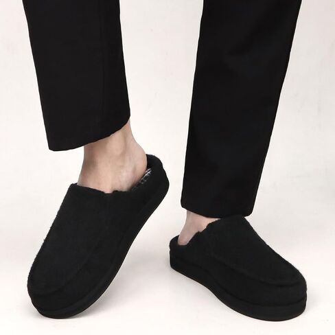 شبشب رجالي من ONCAI مع دعم قوس، فرو صناعي، مزيج من القطن عالي الكثافة، إسفنج ميموري فوم دافئ، سهل الارتداء، نعل مطاطي داخلي وخارجي، مقاس 7-16 in Kuwait