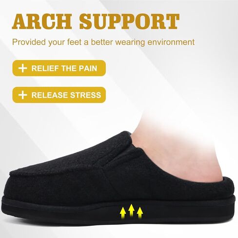 شبشب رجالي من ONCAI مع دعم قوس، فرو صناعي، مزيج من القطن عالي الكثافة، إسفنج ميموري فوم دافئ، سهل الارتداء، نعل مطاطي داخلي وخارجي، مقاس 7-16 in Kuwait