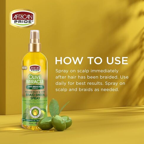 AFRICAN PRIDE Olive Miracle Braid Sheen Spray 12 Oz (438125) in Saudi Arabia