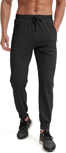 Men's Athletic Jogging Pants Traning Track Pants Gym Running Sweatpants Workout Joggers Zipper Pockets in Saudi Arabia