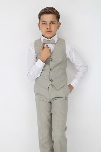 Boys Textured 6-Piece Formal Suit - Slim Fit for Pageboy, Wedding, Communion, Ages 1-16 in Saudi Arabia