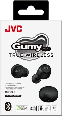 JVC سماعات اذن جامي ميني ترو لاسلكية HAA5T، بلوتوث 5.1، مقاومة للماء (IPX4)، عمر بطارية طويل (حتى 15 ساعة) (اسود) in Saudi Arabia