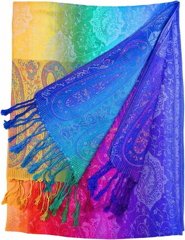 Wander Agio Womens Pashmina Shawl Party Jacquard Wraps Evening Dress Silk Like Wrap Long Silky Satin Face Scarf Colourful in Saudi Arabia