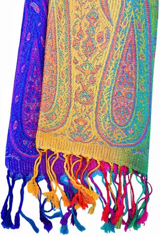 Wander Agio Womens Pashmina Shawl Party Jacquard Wraps Evening Dress Silk Like Wrap Long Silky Satin Face Scarf Colourful in Saudi Arabia