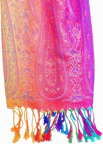Wander Agio Womens Pashmina Shawl Party Jacquard Wraps Evening Dress Silk Like Wrap Long Silky Satin Face Scarf Colourful in Saudi Arabia