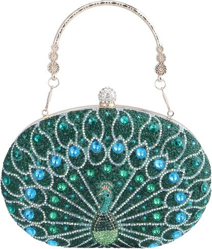 حقائب يد Simcat للنساء، حقيبة يد رسمية للسهرات من حجر الراين اللامع على شكل طاووس لحفلات الزفاف والحفلات الراقصة in Kuwait