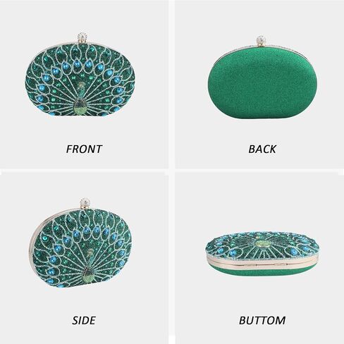 حقائب يد Simcat للنساء، حقيبة يد رسمية للسهرات من حجر الراين اللامع على شكل طاووس لحفلات الزفاف والحفلات الراقصة in Kuwait