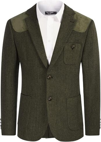 PJ PAUL JONES Men's Blazer Herringbone Tweed Sport Coats Two Button Wool Blend Formal Jacket in Saudi Arabia