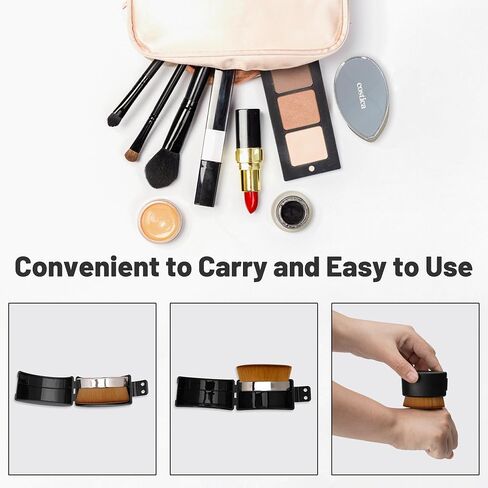 COSTICA Foundation Brush 2 Pack Foundation Makeup Brush, Flat Top Flawless Foundation Brush for Liquid Makeup, Kabuki Brush for Blending, Liquid, Cream or Flawless Powder with Portable Case(Black) in Saudi Arabia