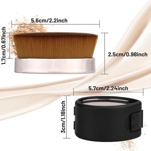 COSTICA Foundation Brush 2 Pack Foundation Makeup Brush, Flat Top Flawless Foundation Brush for Liquid Makeup, Kabuki Brush for Blending, Liquid, Cream or Flawless Powder with Portable Case(Black) in Saudi Arabia