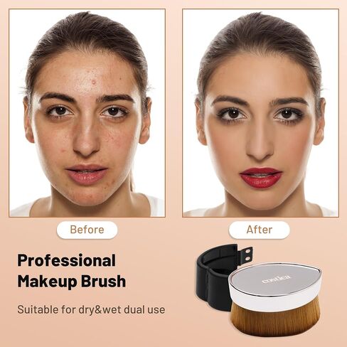COSTICA Foundation Brush 2 Pack Foundation Makeup Brush, Flat Top Flawless Foundation Brush for Liquid Makeup, Kabuki Brush for Blending, Liquid, Cream or Flawless Powder with Portable Case(Black) in Saudi Arabia