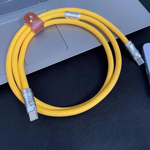 WLGQ Geek النمط الصناعي مصنوع يدويًا مخصص USB C إلى C PD100W مادة السيليكون السائل الصديقة للبشرة كابل شحن سريع لجهاز واجهة USB-C كابل شحن عالمي (غروب الشمس برتقالي -1 متر) in Kuwait