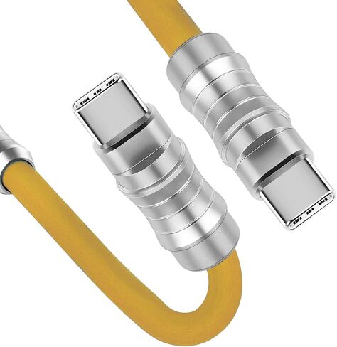 WLGQ Geek النمط الصناعي مصنوع يدويًا مخصص USB C إلى C PD100W مادة السيليكون السائل الصديقة للبشرة كابل شحن سريع لجهاز واجهة USB-C كابل شحن عالمي (غروب الشمس برتقالي -1 متر) in Kuwait