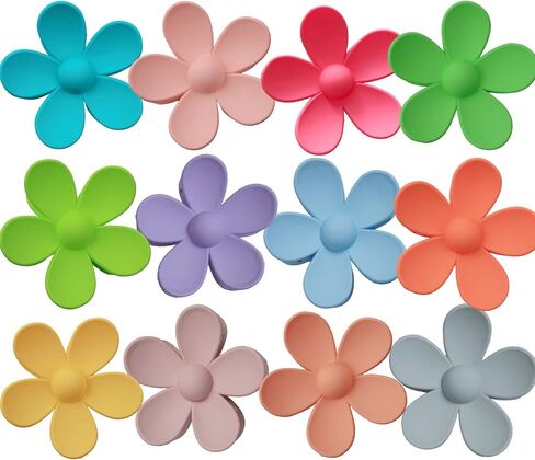 12 Pcs Flower Claw Clip Large Flower Hair Clip Matte Thick Cute Hair Claw Clip for Women Girls Hair Accessories by MLMOMVME (Bright Colorful color) in Saudi Arabia
