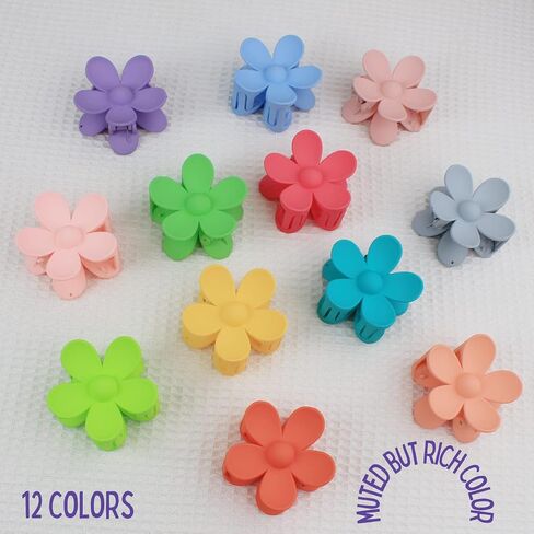 12 Pcs Flower Claw Clip Large Flower Hair Clip Matte Thick Cute Hair Claw Clip for Women Girls Hair Accessories by MLMOMVME (Bright Colorful color) in Saudi Arabia