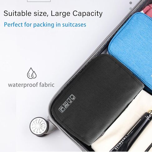 Menoeceus حقيبة أدوات الزينة المحمولة المعلقة للسفر، سعة كبيرة للرجال والنساء حقيبة مستحضرات التجميل للسفر مقاومة للماء، منظم السفر للملحقات، حاوية أدوات الزينة كاملة الحجم (أسود) in Kuwait
