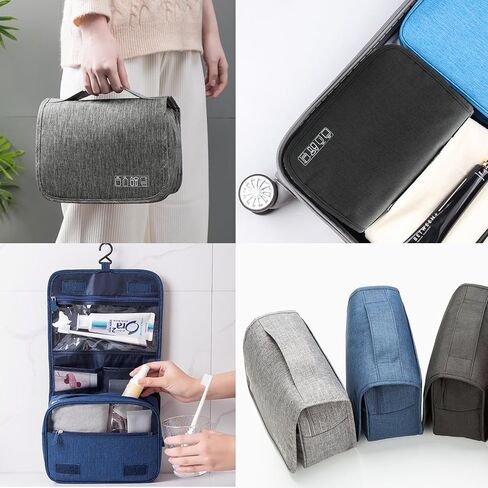 Menoeceus حقيبة أدوات الزينة المحمولة المعلقة للسفر، سعة كبيرة للرجال والنساء حقيبة مستحضرات التجميل للسفر مقاومة للماء، منظم السفر للملحقات، حاوية أدوات الزينة كاملة الحجم (أسود) in Kuwait